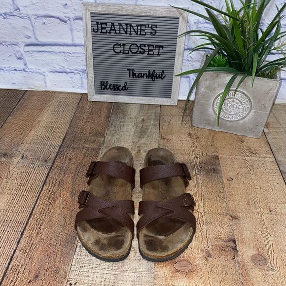 BIRKIS BIRKENSTOCK NEPAL BROWN CRISS CROSS SANDAL SIZE 6 - Picture 4 of 11